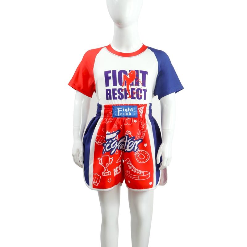 Kids Boxing Set - Sparring Shorts And Tights - Bright Green - Hit Red - L