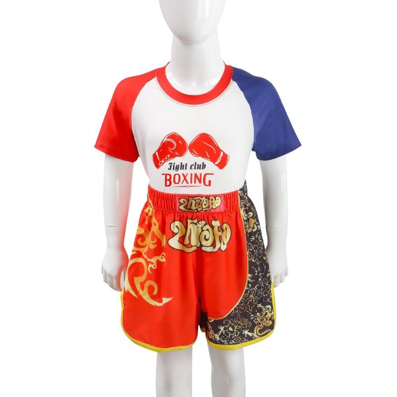 Kids Boxing Set - Sparring Shorts And Tights - Bright Green - Hit Red - L