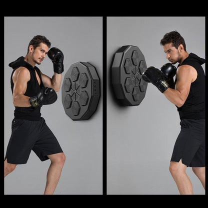 Smart Wall-Mounted Boxing Trainer With Adult Gloves - With Adult Black Gloves