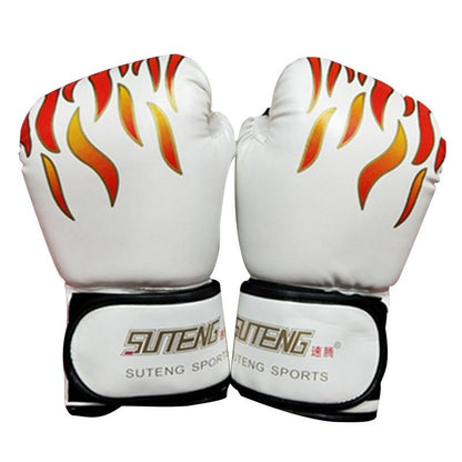 Adult Flame Pattern Pu Leather Boxing Gloves - Fitness - Blue